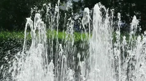 Close view of fountain water jets Stock Footage
