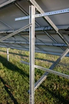 Close up view on frames for solar panels. Stock Photos