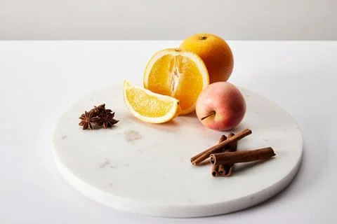 Close view fresh apple oranges Stock Photos