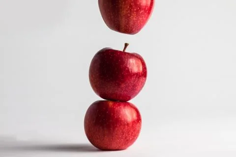 Close-up view of fresh red apples on a white background Stock Photos