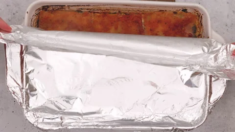 Close up view of freshly baked spinach lasagna Stock Footage 170041184