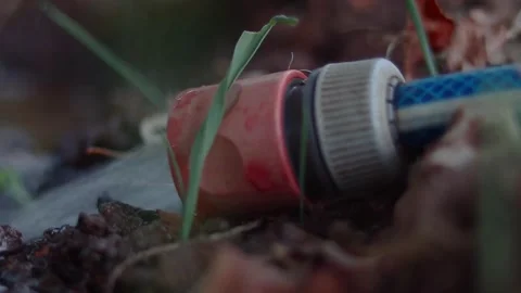 Close up view of a garden hose left on with water running. Stock Footage 289437773