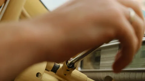 Close up view of gear shift of manual transmission on beige colored steering Stock-Footage 169253333