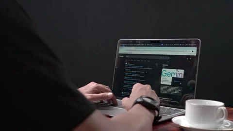 Close up view of the Gemini website on a laptop screen Stock Footage 304500247
