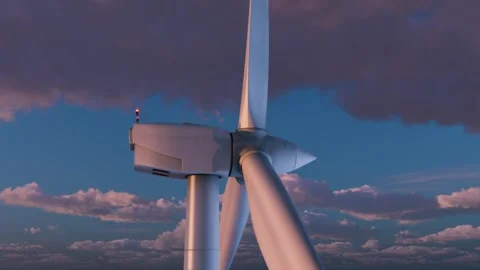 Close up view of the generator block, with the turbine blades rotating. Stock Footage 295944717