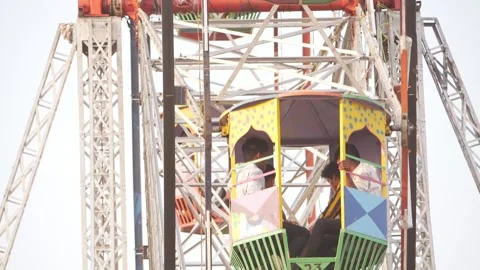 Close-up view  of giant rotating wheel in Indian city Stock-Footage 150738679