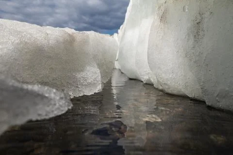 A close-up view of the glacier. Stock Photos