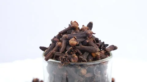 Close view of glass filled with cloves Video stock 147690842