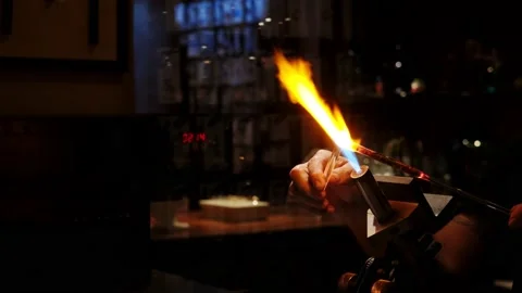 Close up view of Glassworks manufacturing process. Process of creating glass Stock Footage 160690143