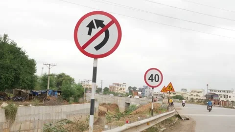 Close view of Go straight do not take diversion sign board Video stock 156989998