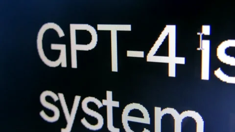 Close up view GPT-4 text from OpenAI website; camera dolly along text block 스톡 동영상 243487565