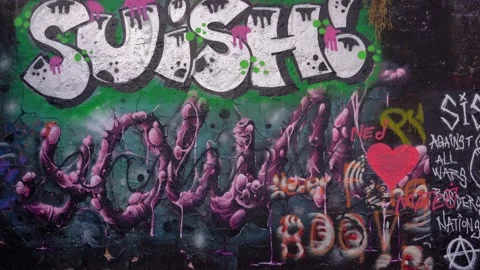 Close up view of graffiti wall Stock Footage 172408758