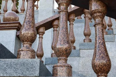 A close-up view of a granite balustrade Stock Photos