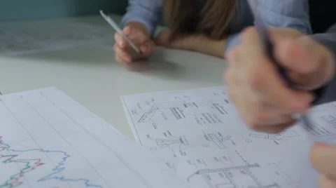 Close-up view of graphics showing indicators increasing and decreasing Video stock 66549209