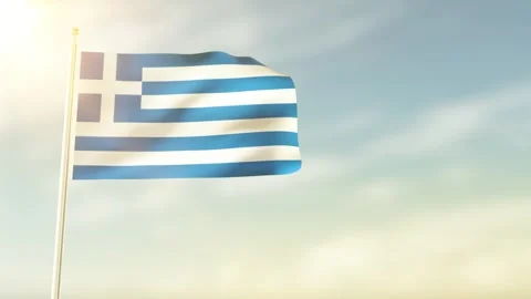 Close-up view of the Greece flag waving in the wind 4K Animation. Stock Footage 297276915