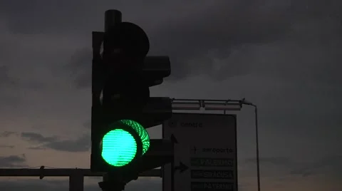 Close up view of green and yellow, red colors on the traffic light.  00256 Stock Footage 48986434