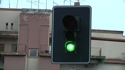 Close up view of green and yellow, red colors on the traffic light.  00259 Stock Footage 48987356