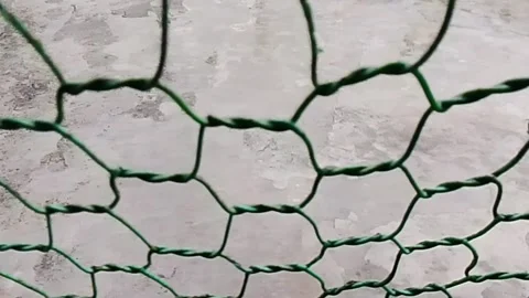 Close up view of green coated wire mesh fencing a detailed view Video stock 337364682