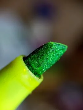 Close up view of the green highlighter tip 스톡 사진