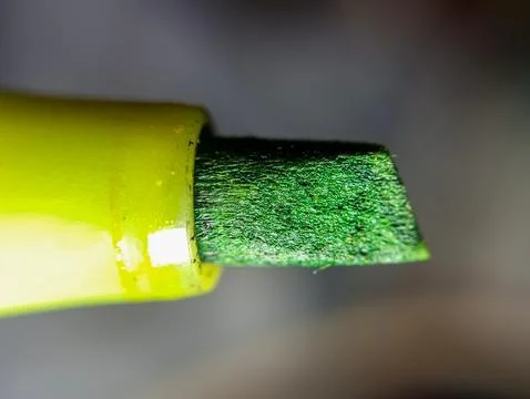Close up view of the green highlighter tip Stock Photos