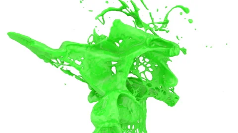 Close-up view of green paint splash in slow motion, alpha included (FULL HD) Stock Footage 44960962