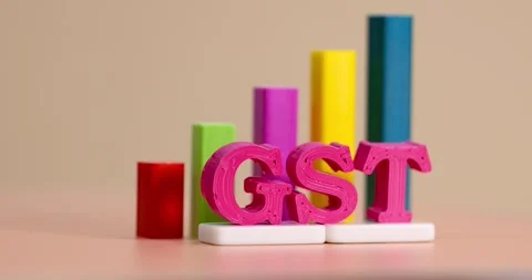 Close up view of GST (Goods and services tax) in India , GST concept create.. Vídeos de archivo 325835424