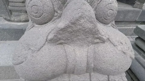 Close up View of Guard Sculpture, Nandi Temple, Prambanan, Java, Indonesia Stock Footage 248776323