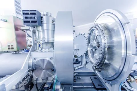 Close-Up View of Hadron Collider Particle Accelerator in High Tech Physics .. Stock Photos