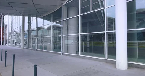 Close view of Hamburg Messe, Cargo bike drives by, Germany Video stock 77080532