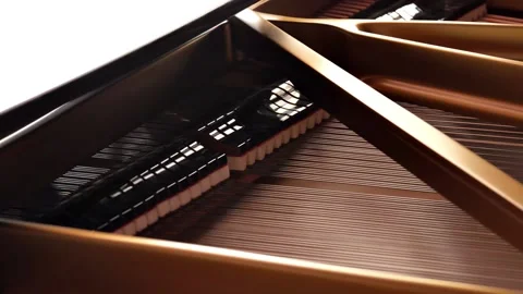 Close-up view of hammers and strings inside the piano Stock Footage 220610451