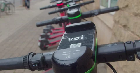 Close up View of Hand Controls on Electric Scooter in Bristol City Stock Footage 202555776