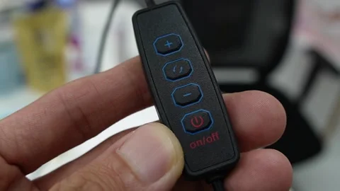 Close up view hand holding black power on and power off switch. Stock Footage 253890458