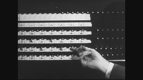 Close view of hand using voting machine and pulling lever. Stock Footage 74534506