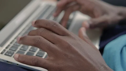 Close-up view of hands typing on laptop keyboard. Stock Footage 101047454
