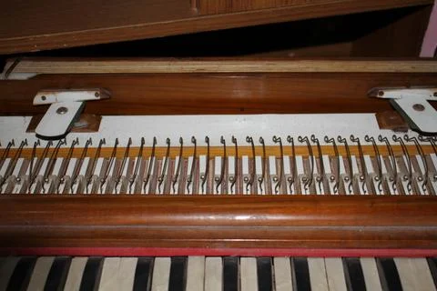 A close-up view of a harmonium. Stock Photos