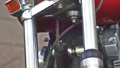 Close-Up View Of Headlights Of A Motorcycle Stock Footage 146102753