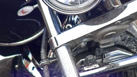 Close-Up View Of Headlights Of A Motorcycle Stock Footage 146102792