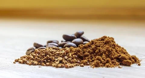 Close view of heaps of fine grinding coffee powder Stock Photos