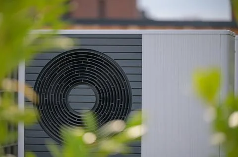 Close-up view of heat pump unit Stock Photos