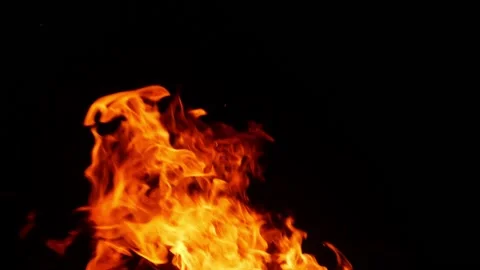 Close view of high flames with black background Stock Footage 150715358
