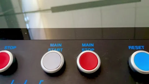 The close-up view highlights an industrial machine's control panel Video stock 316839809