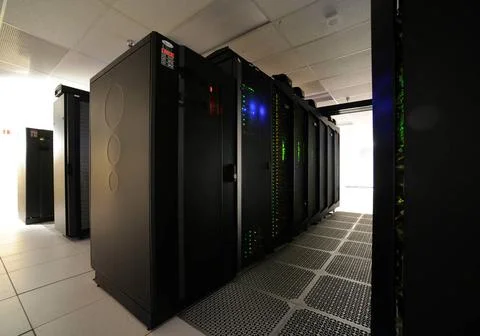 This close-up view highlights one row approximately 2,000 computer process... 写真素材