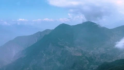 Close view of Himalayan range of mountains from inside of the helicopter Stock-Footage 336668184
