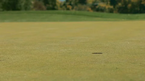 Close view of hole last putt from left to make Stock Footage 104298502