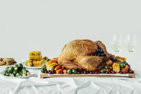 Close view holiday dinner table Stock Photos