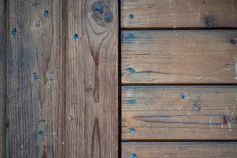 Close-up view of horizontal and vertical wood panel masonry Foto stock