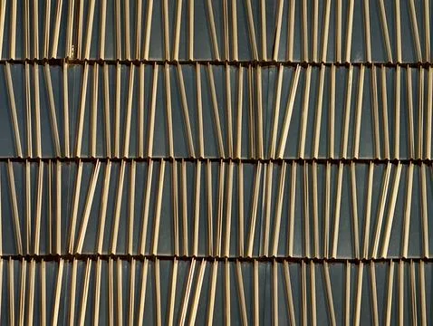 Close up view of horizontally aligned bamboo slats highlighting organic tex.. Stockfoto's