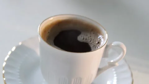 Close up view of hot coffee in the cup Stock Footage 150730975