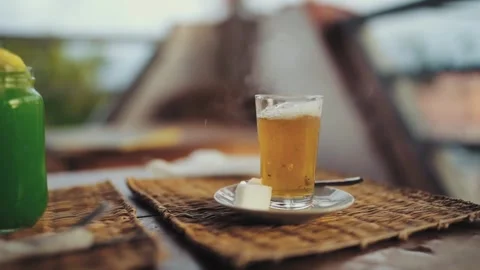 Close-up view of  hot tea Stock Footage 338359115