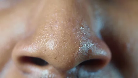 Close-up view of human nose with texture... | Stock Video | Pond5